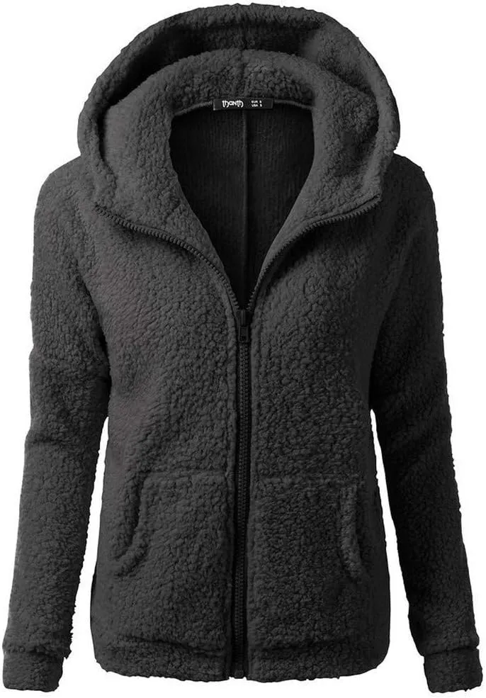 Sherpa Jacket Women 2024 Plus Size Fuzzy Fleece Fall Winter Coats Comfy Warm Zip Up Hoodies Cute Outwear with Pockets