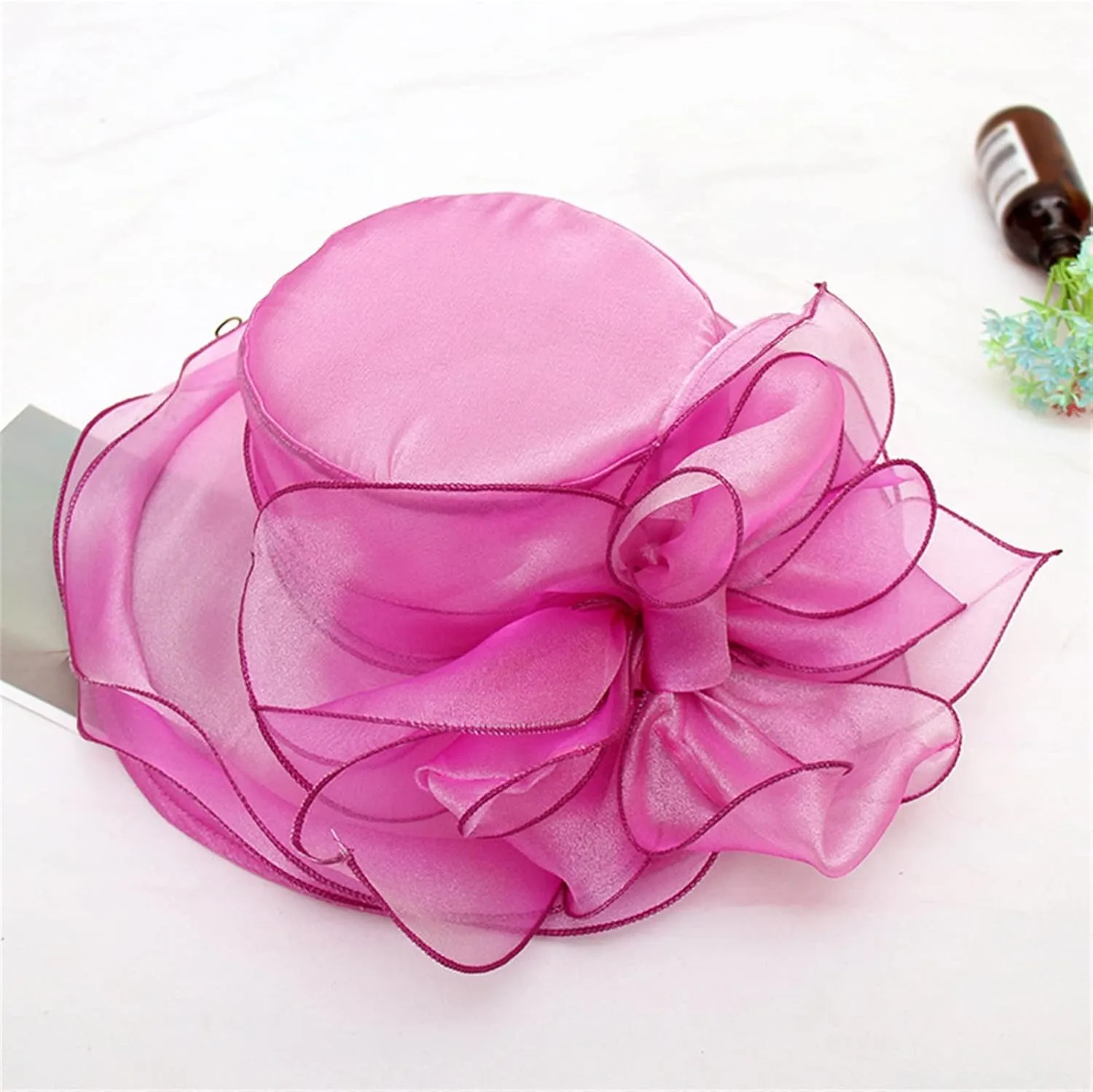 Spring Summer Mesh Sunshade Hat Flower Temperament Wedding Dress Hat Sun Dome Large Brim Hat Fashion Hat for