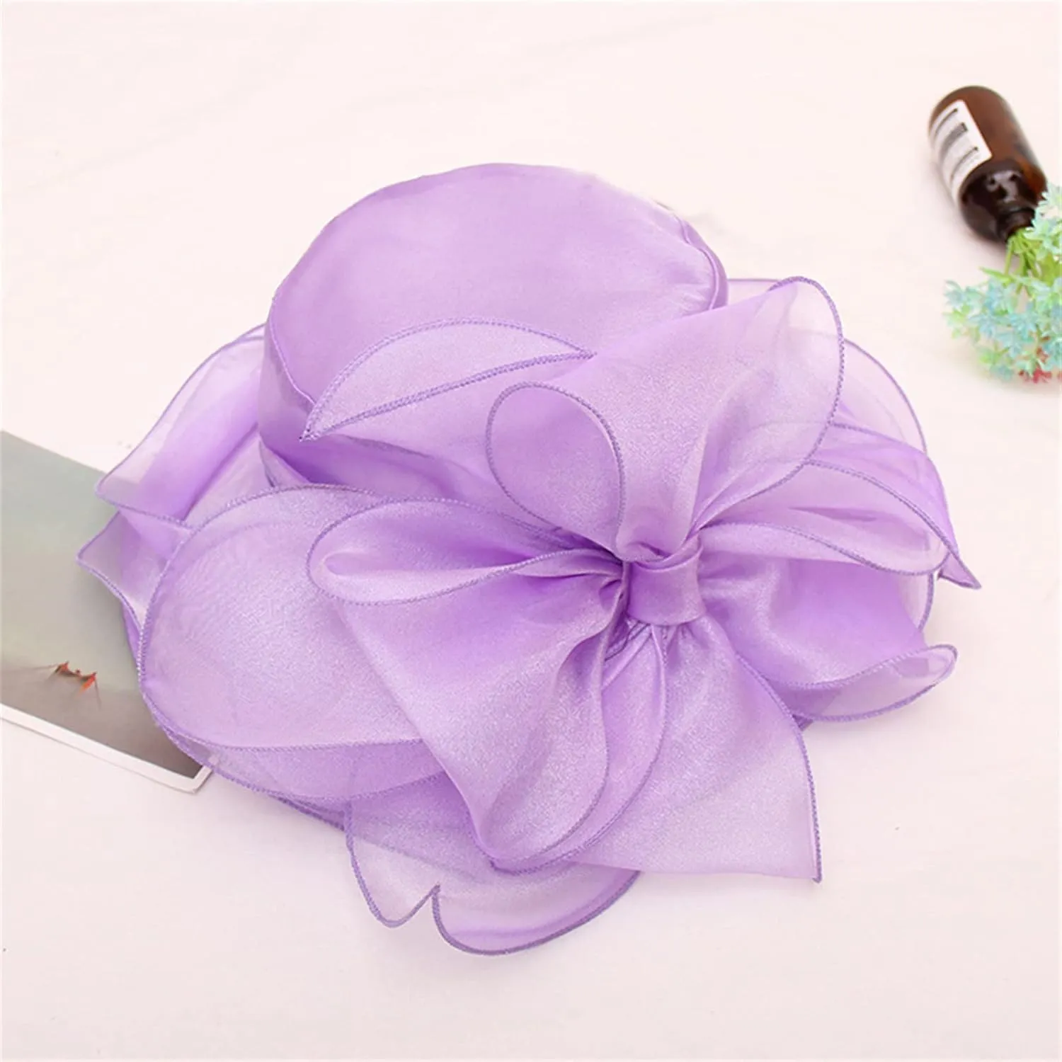 Spring Summer Mesh Sunshade Hat Flower Temperament Wedding Dress Hat Sun Dome Large Brim Hat Fashion Hat for
