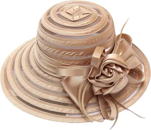 Spring Summer Mesh Sunshade Hat Flower Temperament Wedding Dress Hat Sun Dome Large Brim Hat Fashion Hat Forestry