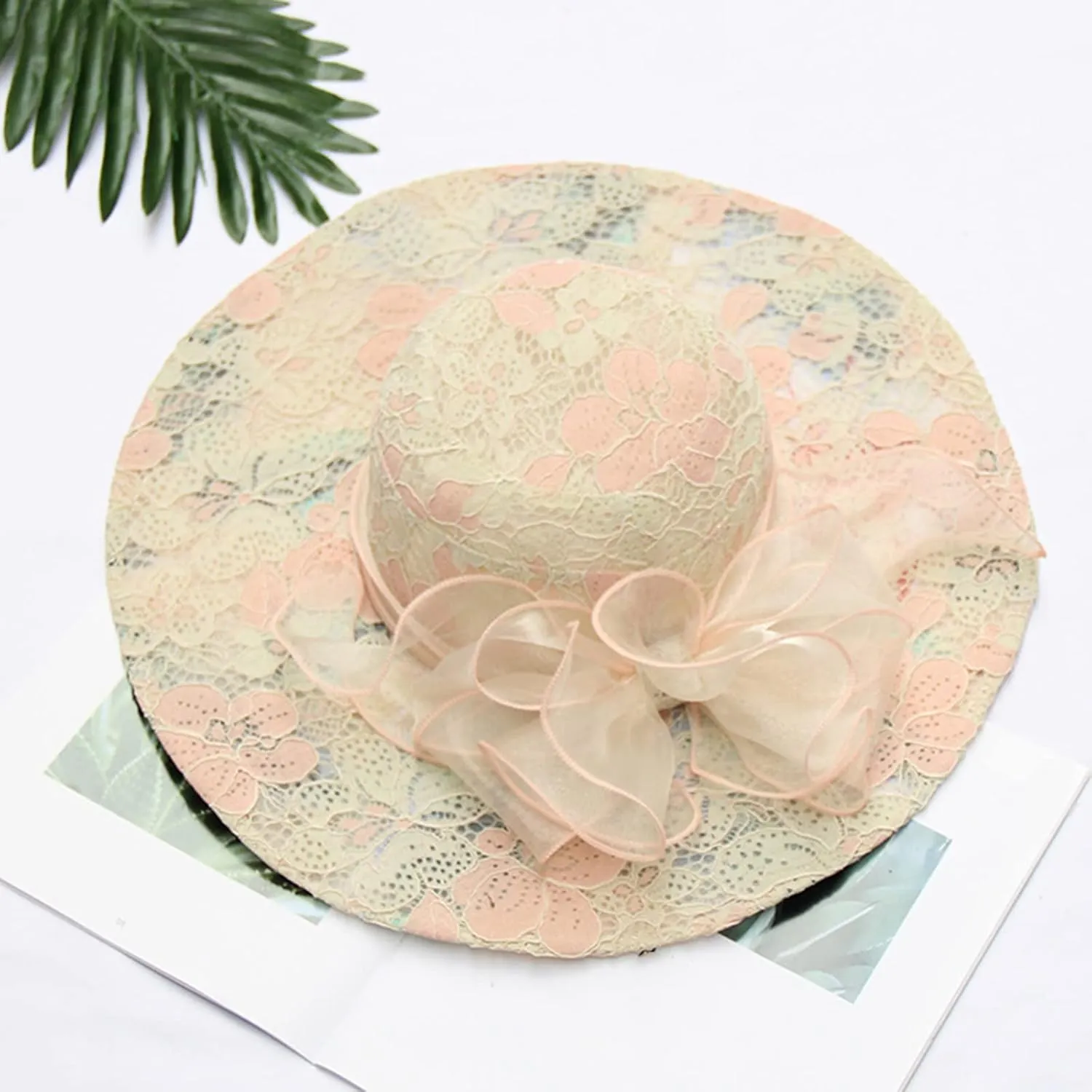 Spring Summer Mesh Sunshade Hat Flower Temperament Wedding Dress Hat Sun Dome Large Brim Hat Fashion Hat