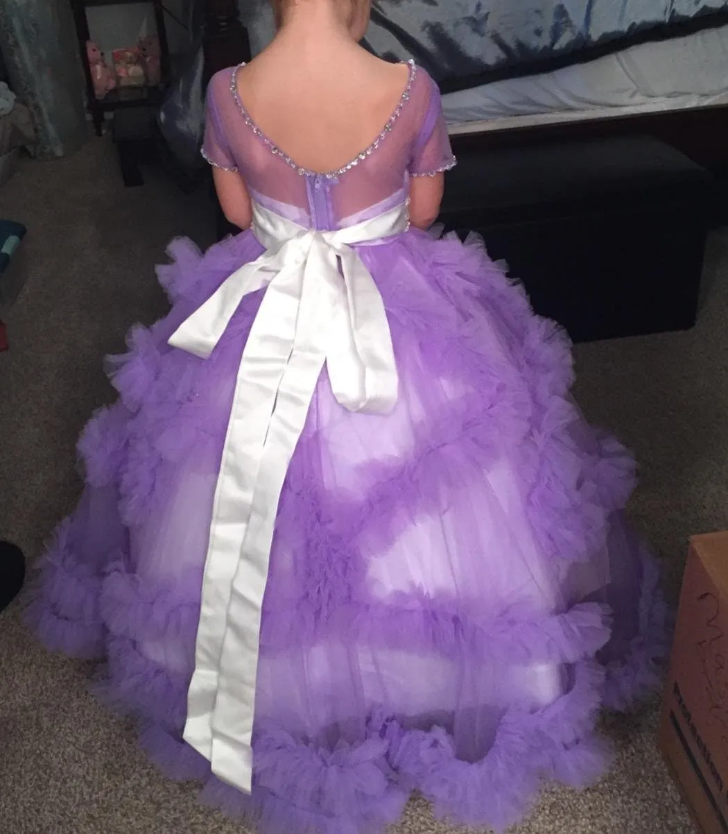 Stunning V-Back Luxury Pageant Tulle Ball Gowns for Girls 2-12 Year Old