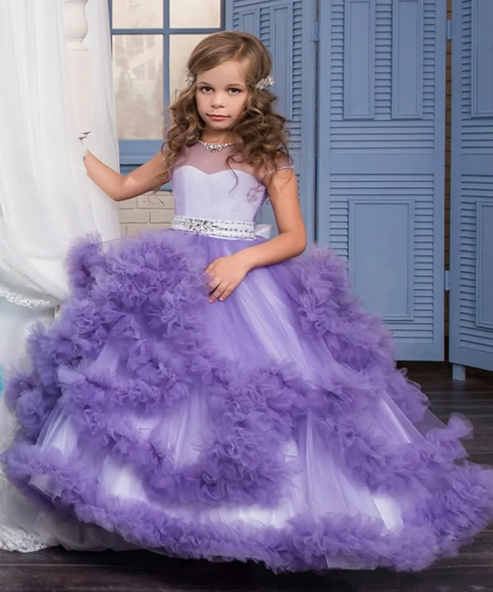 Stunning V-Back Luxury Pageant Tulle Ball Gowns for Girls 2-12 Year Old