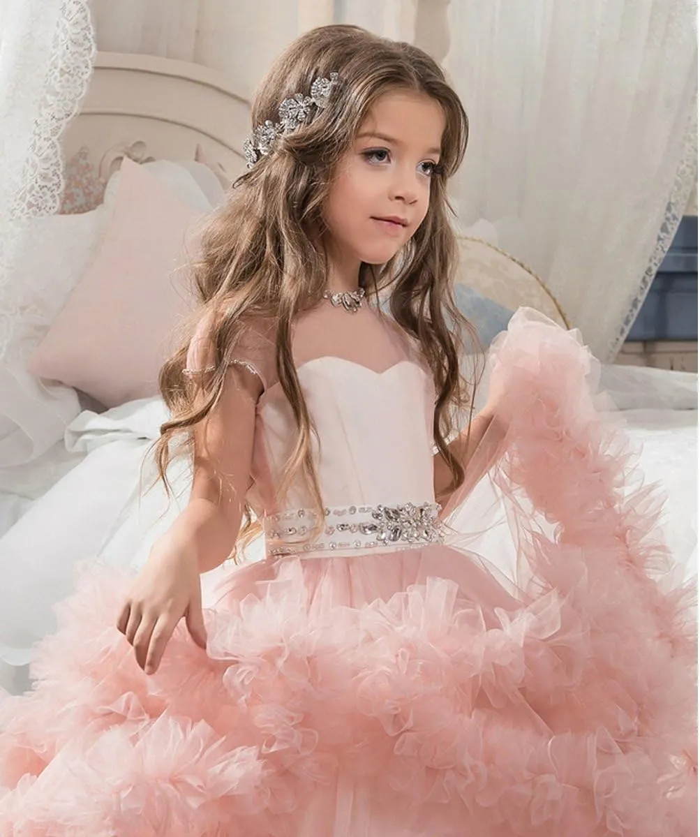 Stunning V-Back Luxury Pageant Tulle Ball Gowns for Girls 2-12 Year Old