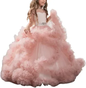 Stunning V-Back Luxury Pageant Tulle Ball Gowns for Girls 2-12 Year Old
