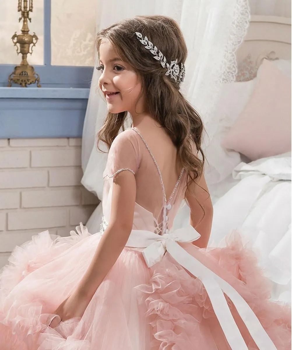 Stunning V-Back Luxury Pageant Tulle Ball Gowns for Girls 2-12 Year Old