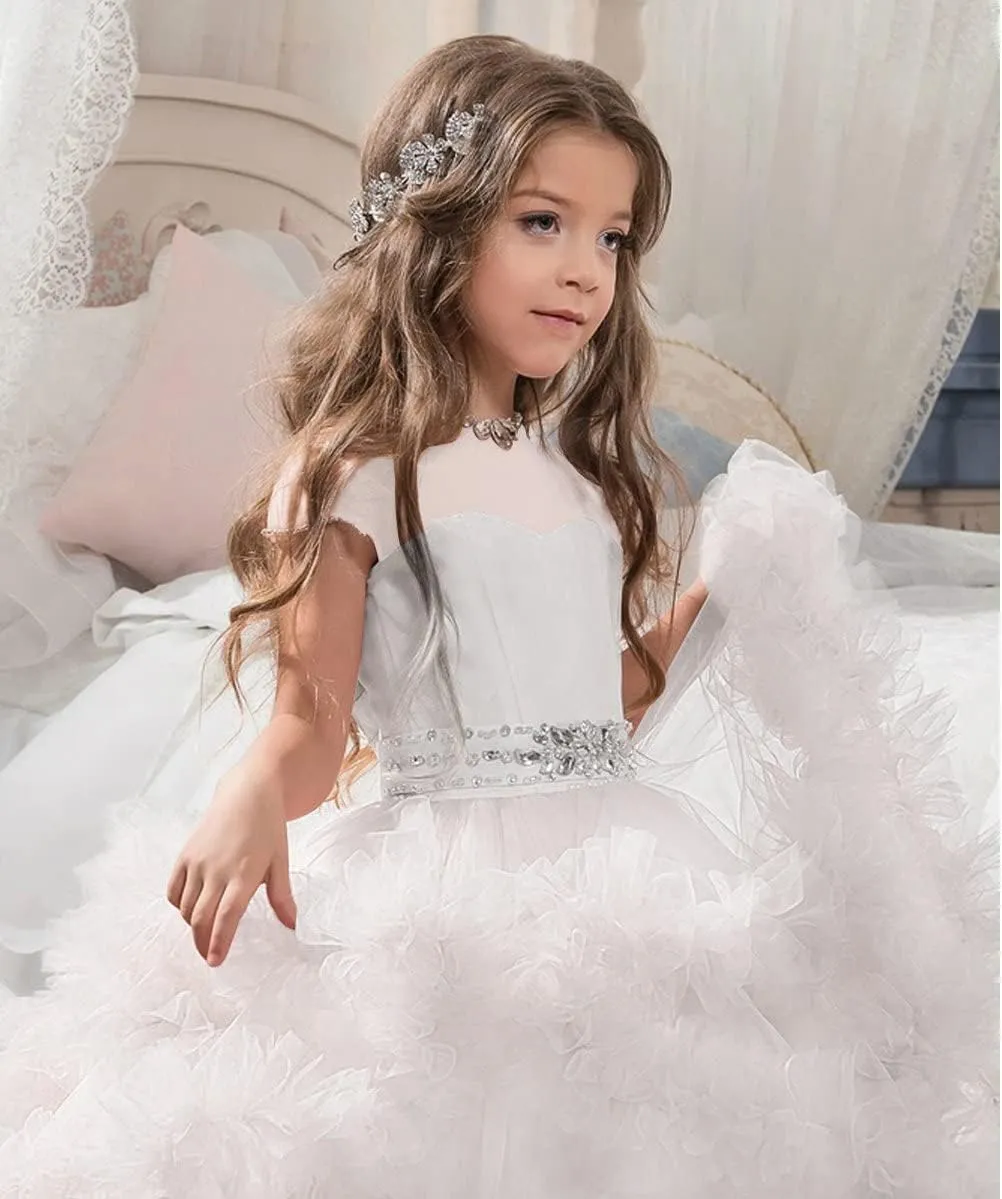 Stunning V-Back Luxury Pageant Tulle Ball Gowns for Girls 2-12 Year Old