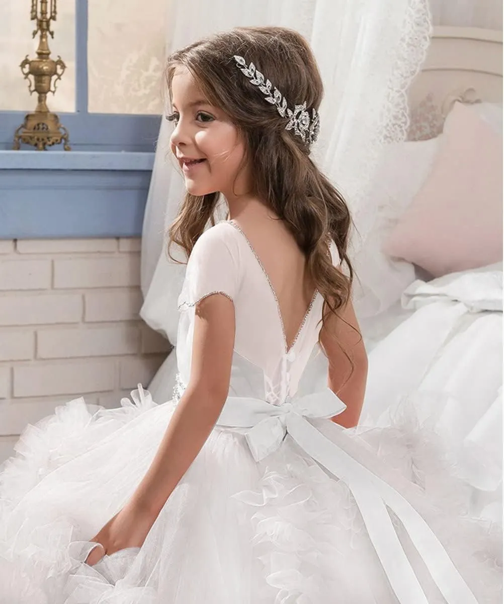 Stunning V-Back Luxury Pageant Tulle Ball Gowns for Girls 2-12 Year Old