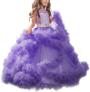 Stunning V-Back Luxury Pageant Tulle Ball Gowns for Girls 2-12 Year Old