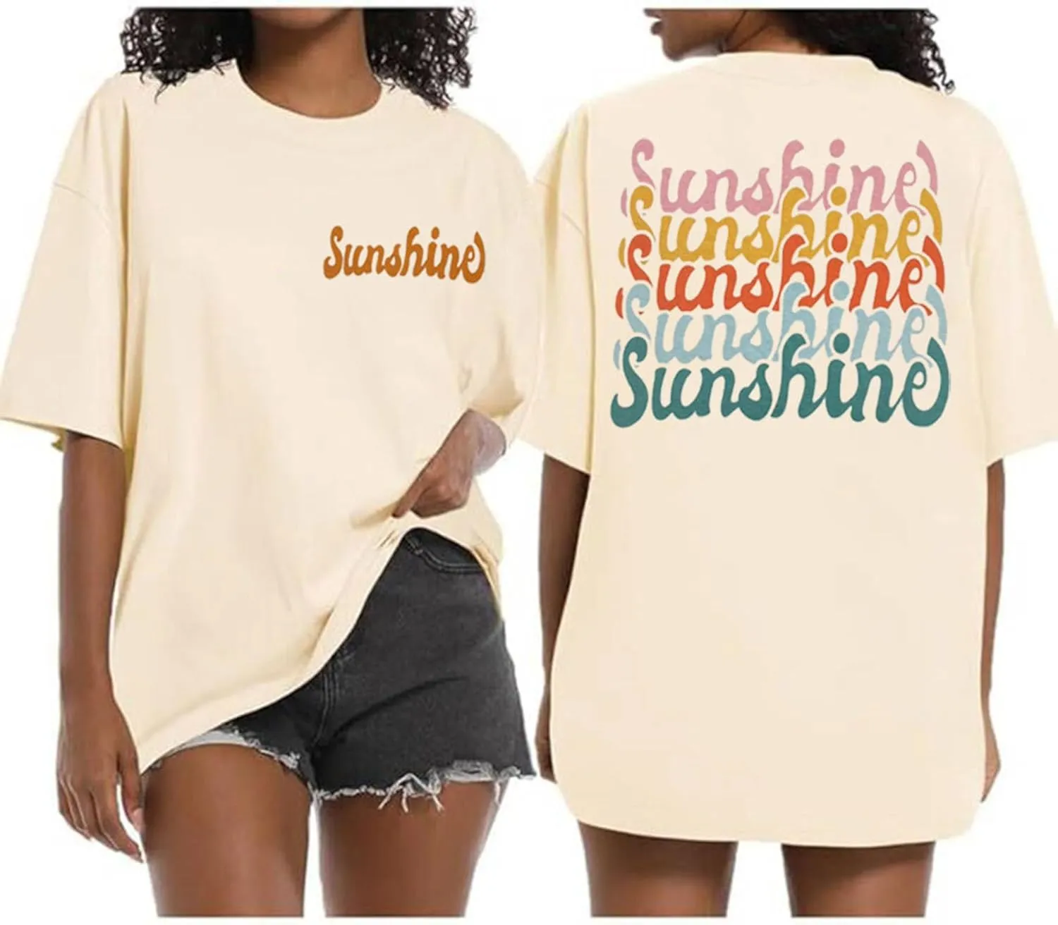 Sunshine Shirt Tops Women Summer Beach Sunshine Oversized Tee Tops Casual Loose Fit Holiday T Shirt Tops