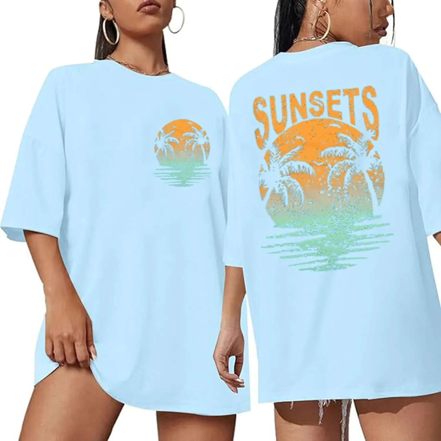 Sunshine Shirt Tops Women Summer Beach Sunshine Oversized Tee Tops Casual Loose Fit Holiday T Shirt Tops