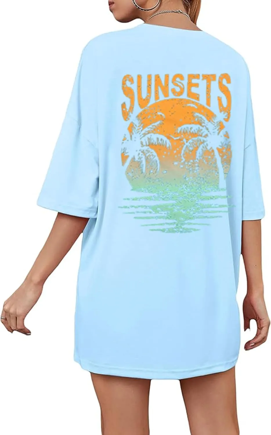 Sunshine Shirt Tops Women Summer Beach Sunshine Oversized Tee Tops Casual Loose Fit Holiday T Shirt Tops