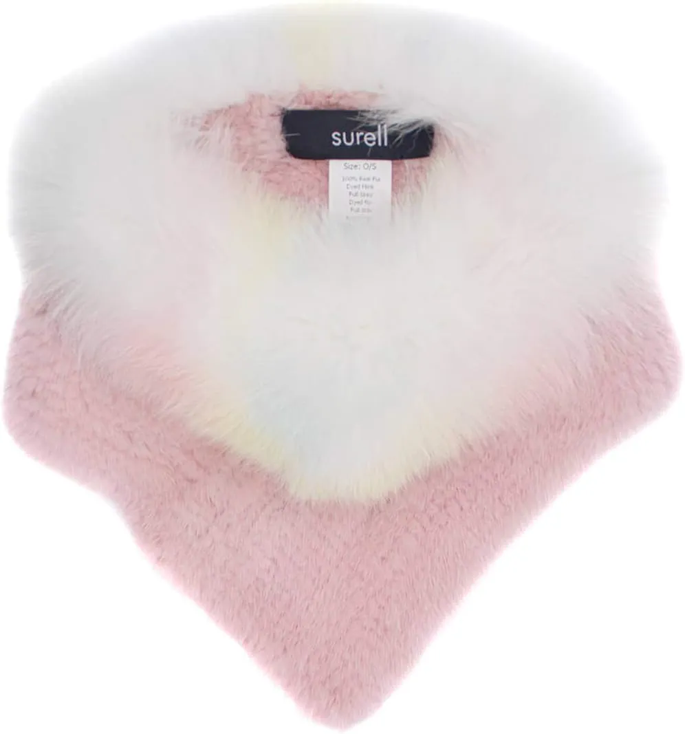 surell Real Mink Fur Collar with Fox Trim - Luxury Winter Scarf and Neck Warmer for Women