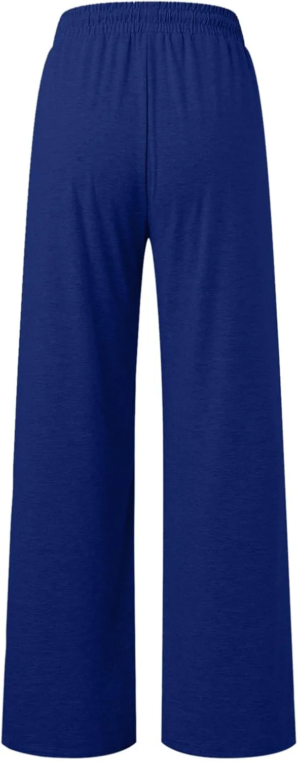 Sweatpants for Women Casual Drawstring Baggy Joggers High Waist Wide Leg Yoga Workout Lounge Pants with Pockets