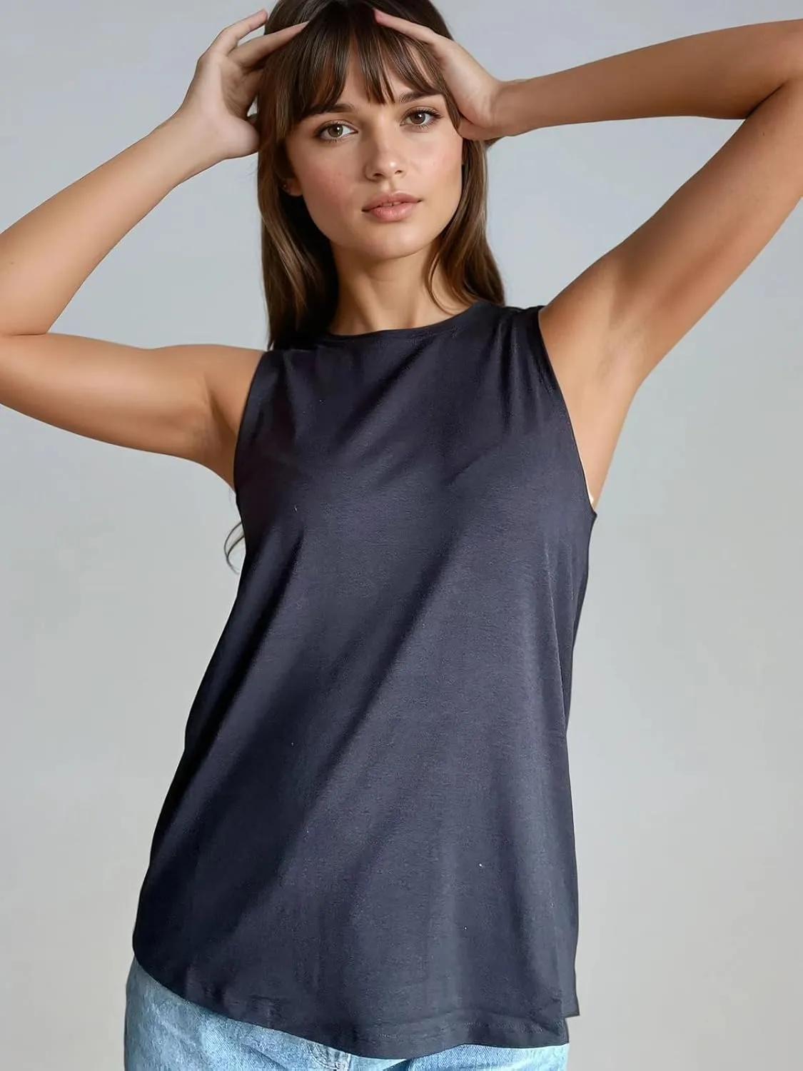 Tank Tops for Women, Sleeveless High Neck Tank Tops Fashion Summer Casual Basic Cotton Halter Tops for Women, Regular Fit