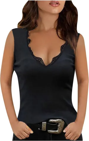 Tank Tops for Womens Sexy Sleeveless Summer Tops 2025 Fashion Solid Color Tank Blouses V Neck Slim Vest Tops
