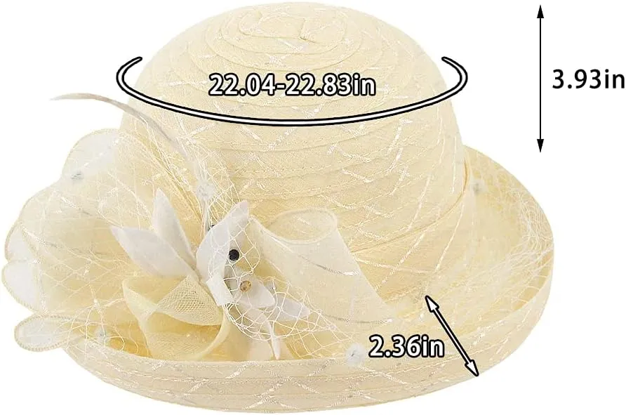 Testudineus Women's Organza Church Hat Kentucky Derby Fascinator Cap for Tea Party Bridal Wedding Dress Sun Hat