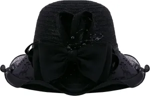 Testudineus Women's Organza Church Hat Kentucky Derby Fascinator Cap for Tea Party Bridal Wedding Dress Sun Hat