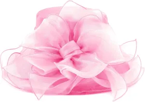 Testudineus Women's Organza Church Hat Kentucky Derby Fascinator Cap for Tea Party Bridal Wedding Dress Sun Hat