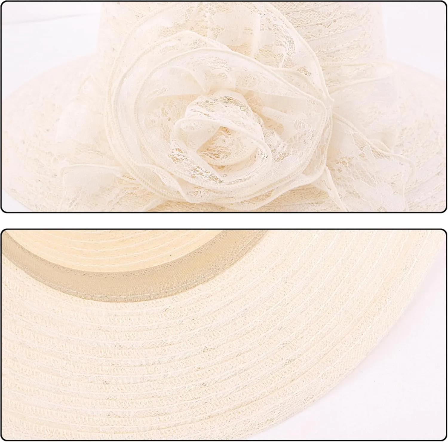 Testudineus Women's Organza Church Hat Kentucky Derby Fascinator Cap for Tea Party Bridal Wedding Dress Sun Hat