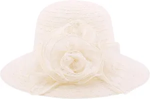 Testudineus Women's Organza Church Hat Kentucky Derby Fascinator Cap for Tea Party Bridal Wedding Dress Sun Hat