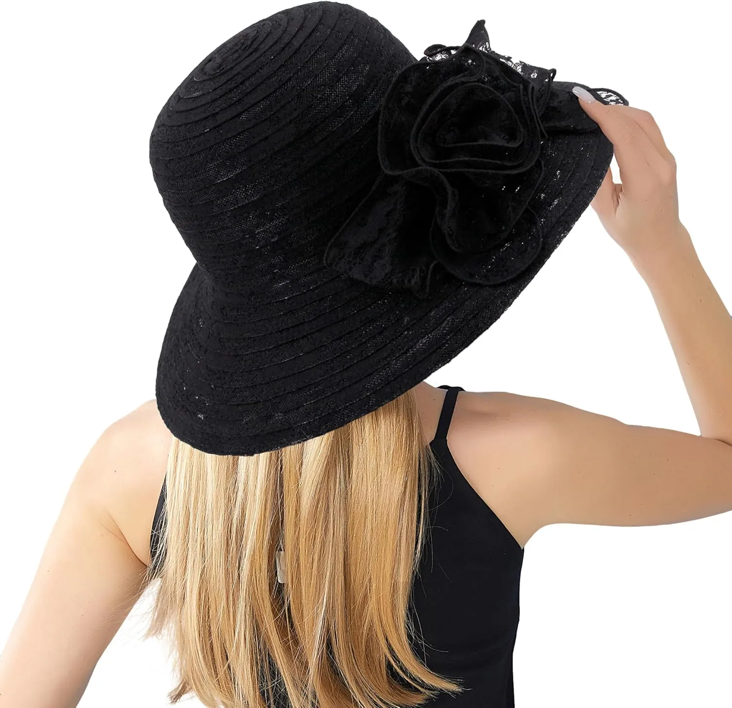 Testudineus Women's Organza Church Hat Kentucky Derby Fascinator Cap for Tea Party Bridal Wedding Dress Sun Hat