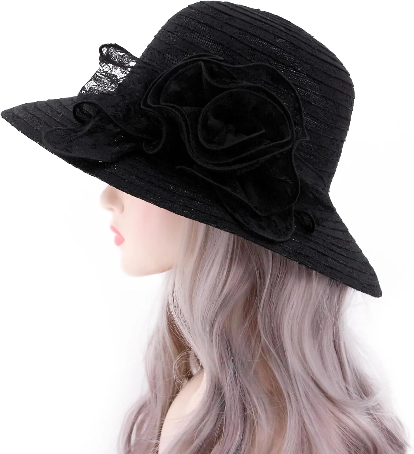 Testudineus Women's Organza Church Hat Kentucky Derby Fascinator Cap for Tea Party Bridal Wedding Dress Sun Hat