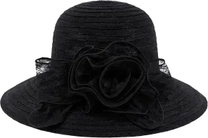 Testudineus Women's Organza Church Hat Kentucky Derby Fascinator Cap for Tea Party Bridal Wedding Dress Sun Hat