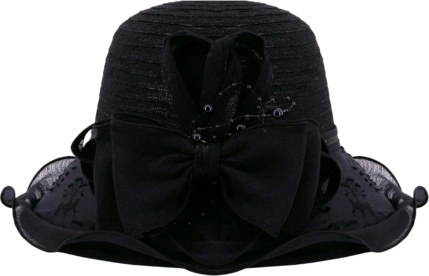 Testudineus Women's Organza Church Hat Kentucky Derby Fascinator Cap for Tea Party Bridal Wedding Dress Sun Hat