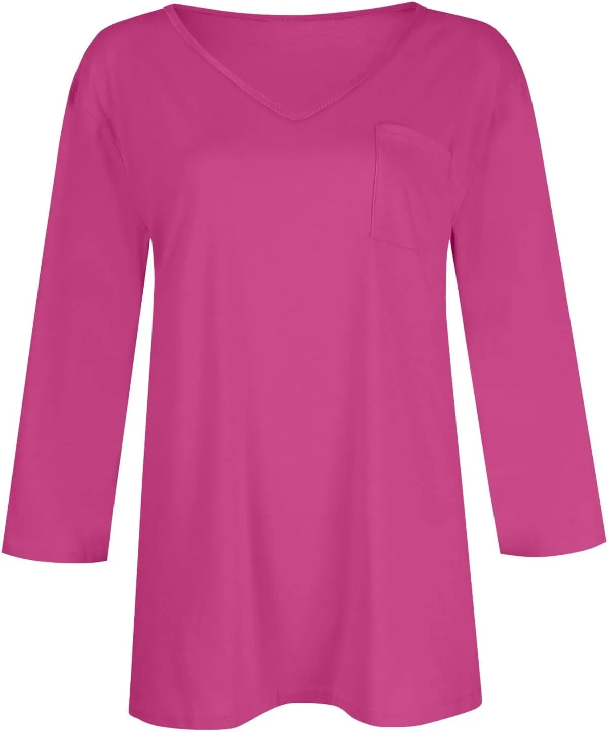 Tops for Women Trendy Summer V Neck 3/4 Sleeve Work Tops Solid Color Baggy Blouses Lightweight Business Tunic Tops