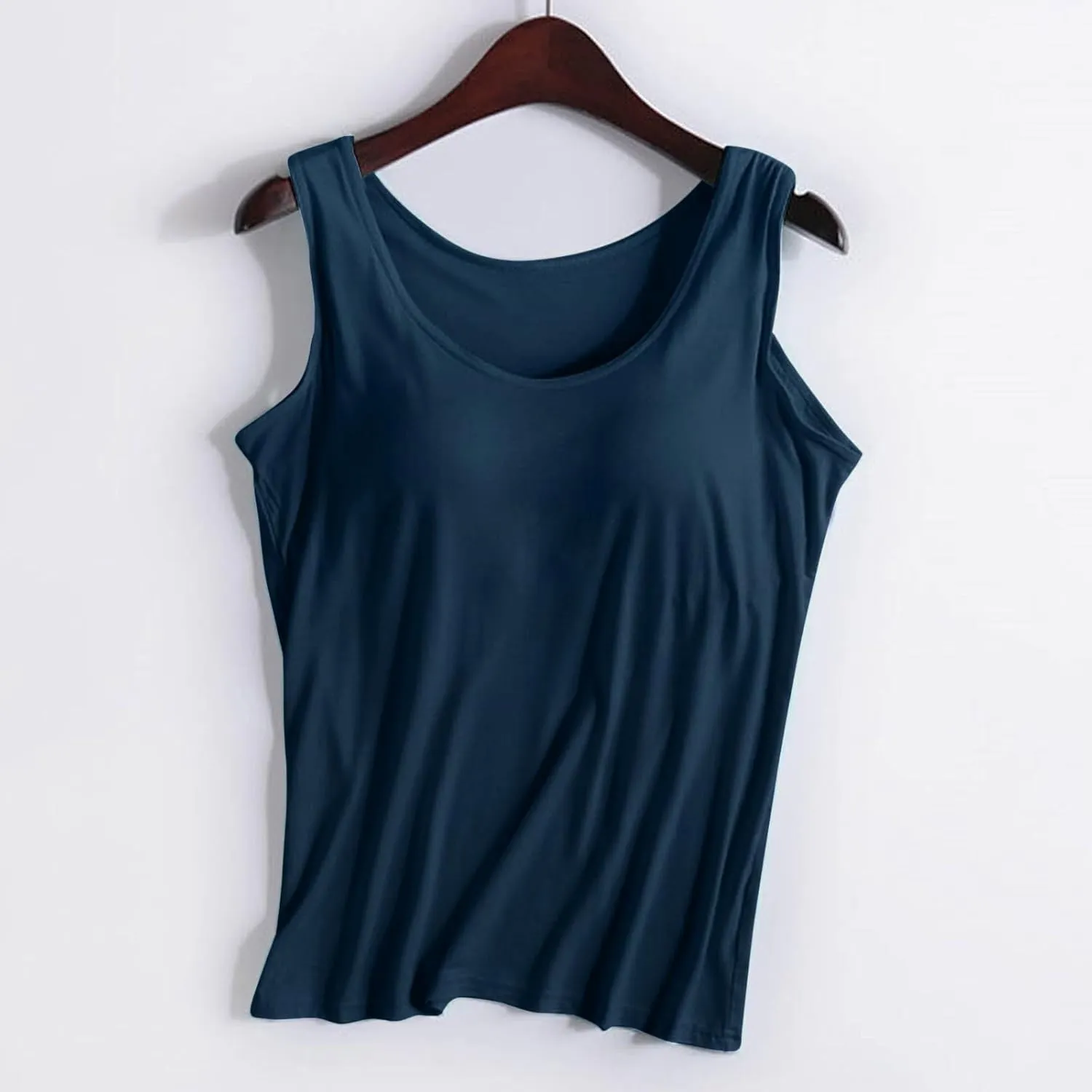 Tops for Women Trendy Tank Tops with Built in Bra Modal Padded Camisole Yoga Bra Racerback Workout Tops Cotton Undershirt