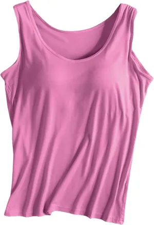 Tops for Women Trendy Tank Tops with Built in Bra Modal Padded Camisole Yoga Bra Racerback Workout Tops Cotton Undershirt