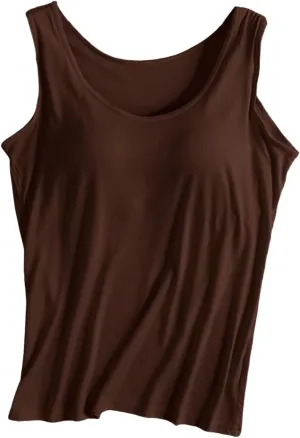 Tops for Women Trendy Tank Tops with Built in Bra Modal Padded Camisole Yoga Bra Racerback Workout Tops Cotton Undershirt