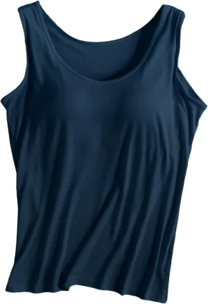 Tops for Women Trendy Tank Tops with Built in Bra Modal Padded Camisole Yoga Bra Racerback Workout Tops Cotton Undershirt