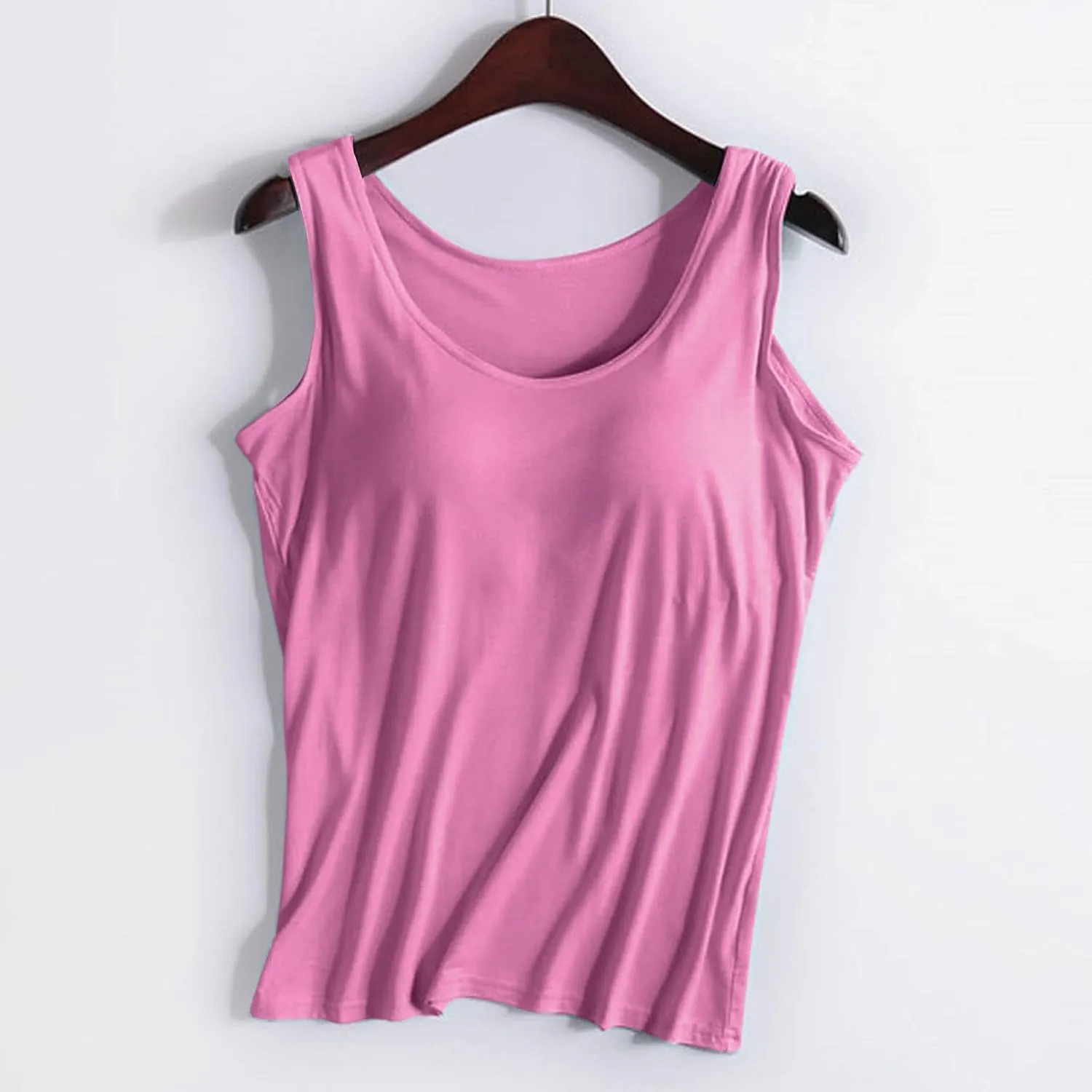 Tops for Women Trendy Tank Tops with Built in Bra Modal Padded Camisole Yoga Bra Racerback Workout Tops Cotton Undershirt
