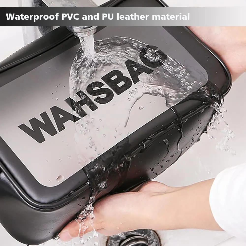Travel Toiletry Bag for Women and Men, Matte Translucent Toiletry Bag with Handy Handle, Makeup Cosmetic Organizer Bag for Travel Toiletries Accessories (Black)