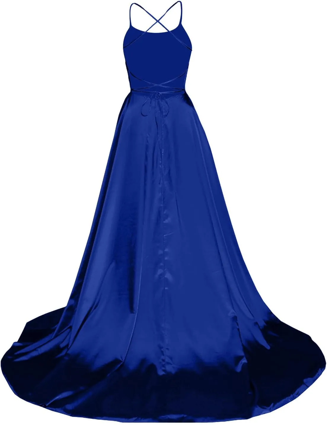 TWGONE Prom Dresses for Women 2025 Spaghetti Straps Formal Party Maxi Dress Satin Evening Gowns with Pockets