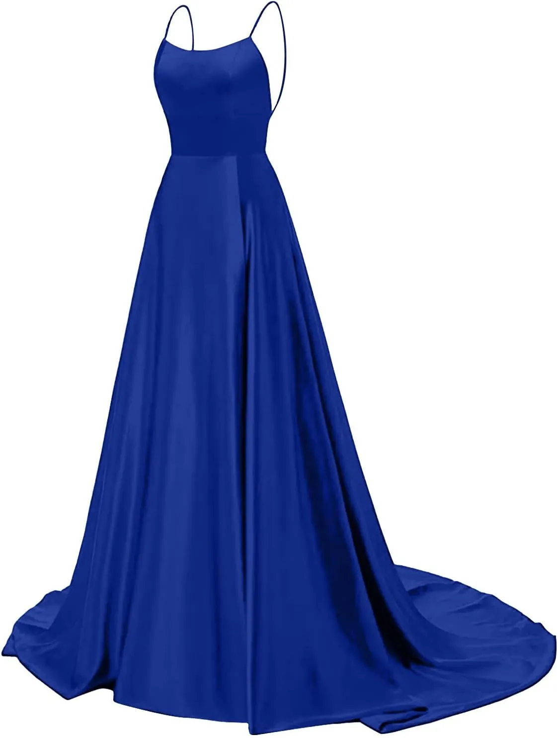 TWGONE Prom Dresses for Women 2025 Spaghetti Straps Formal Party Maxi Dress Satin Evening Gowns with Pockets