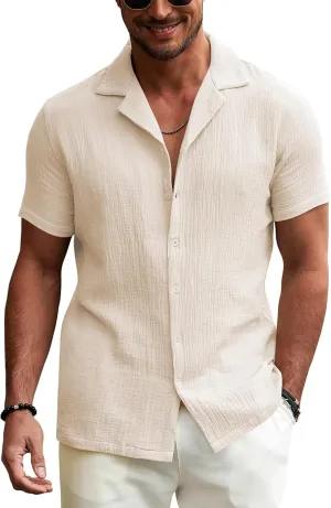 URRU Men's Shirts Short Sleeve Button Down Tropical Holiday Beach Hawaiian Shirts