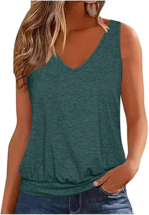 V Neck Tank Tops for Women Summer Loose Home Tops Vest Casual Soft Lightweight Classic-Fit Tanks Off Shoulder Tops