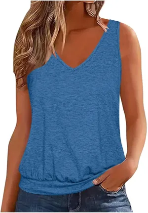 V Neck Tank Tops for Women Summer Loose Home Tops Vest Casual Soft Lightweight Classic-Fit Tanks Off Shoulder Tops