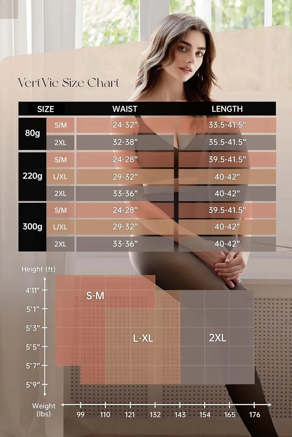 Vertvie 2 Pairs Fleece Lined Tights for Women Thermal Pantyhose Fake Translucent Winter Warm Tights Thick Leggings