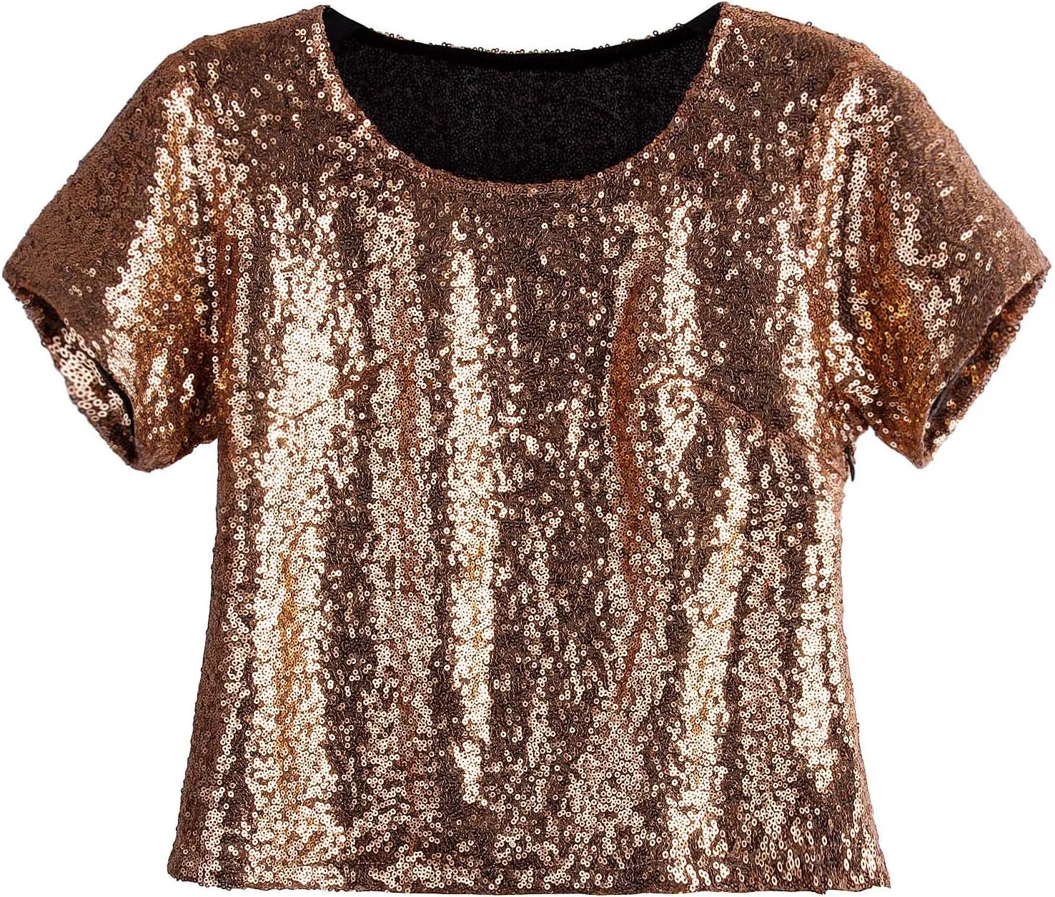 Vijiv Women's Glitter Glam Sequin Top Loose Sleeves Sparkly Shimmer Party Bridesmaid Sequined Tunic Top