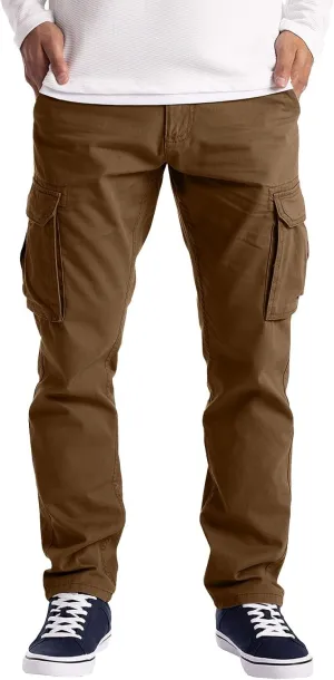 WABEOR Mens Relaxed Fit Straight Leg Cargo Pants Multi-Pockets Lightweight Cotton Military Hiking Tactical Outdoor Work Pants