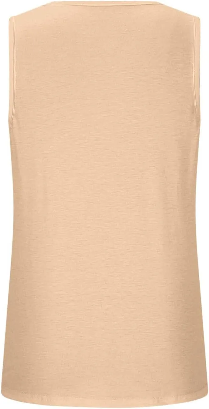 Wkishenl Womens Tank Tops Pleated Crew Neck Sleeveless Tops Plus Size Solid Color Tunic Tops Loose Fit Dressy Casual Blouse