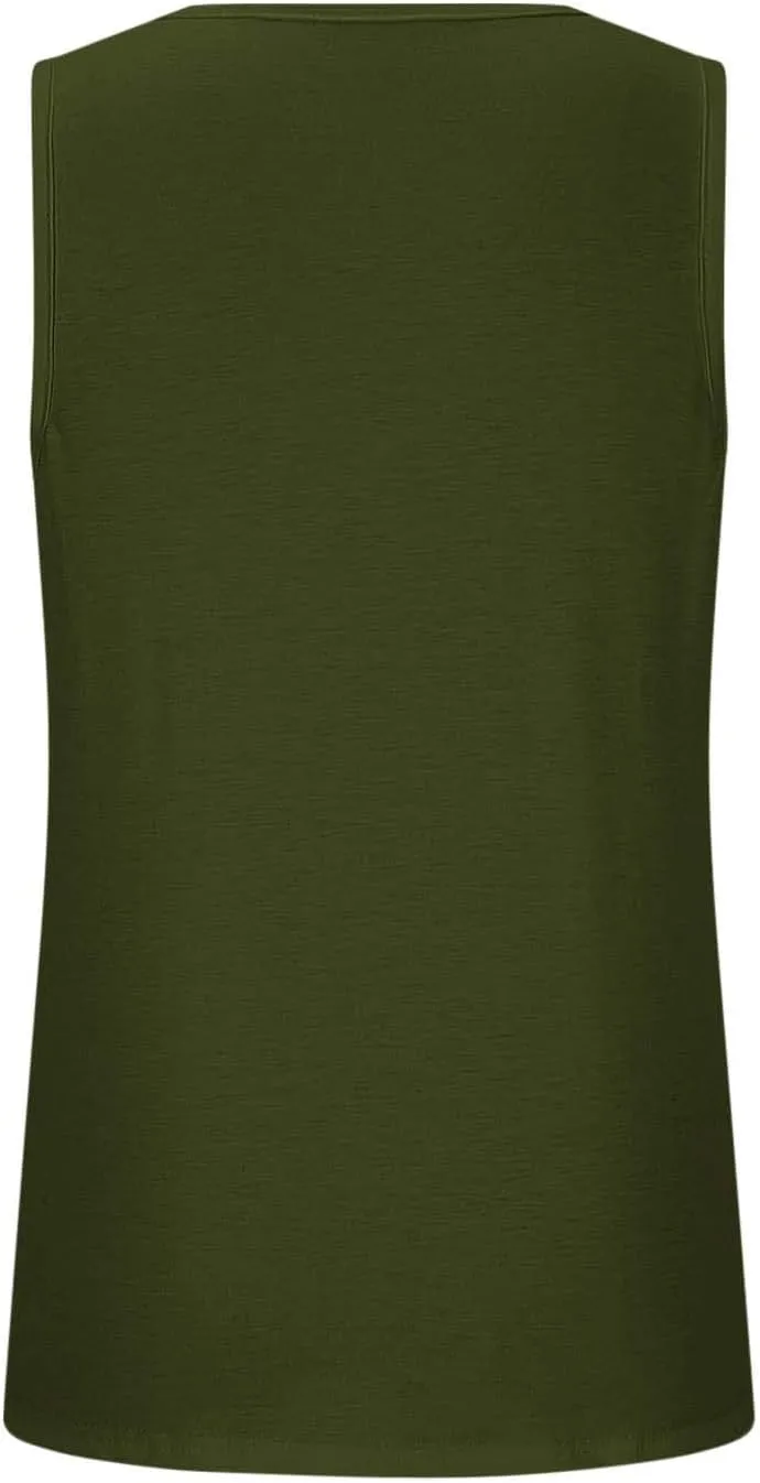 Wkishenl Womens Tank Tops Pleated Crew Neck Sleeveless Tops Plus Size Solid Color Tunic Tops Loose Fit Dressy Casual Blouse