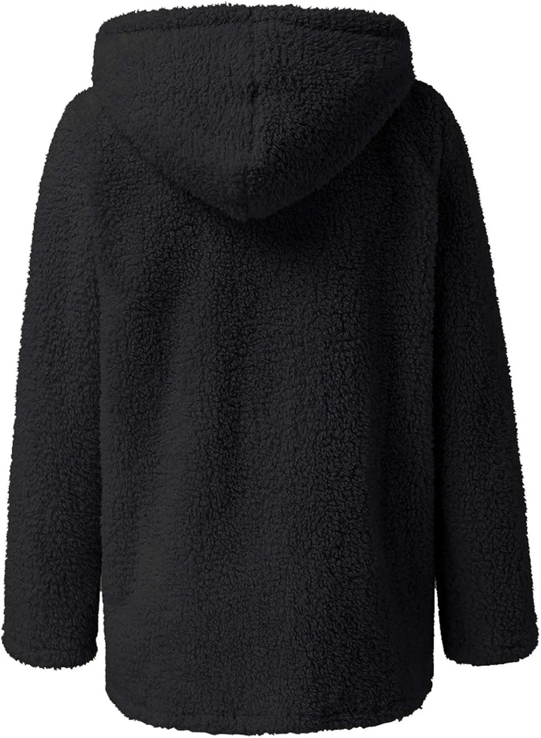 Women Fuzzy Fleece Zip Up Jacket Hooded Sherpa Lined Sweatshirt Casual Soft Fuzzy Shaggy Teddy Coat Fluffy Outerwear