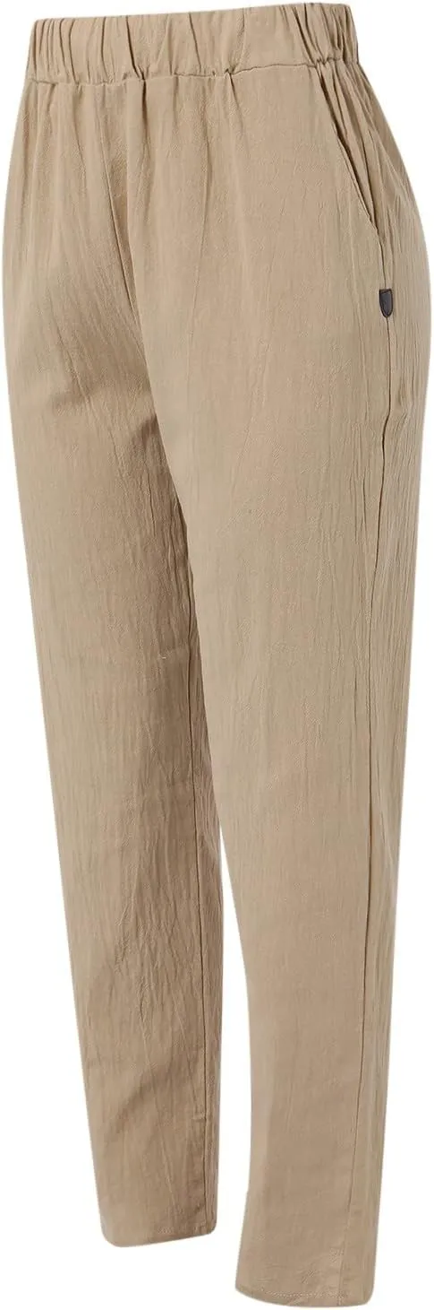 Women High Waisted Wide Leg Pants Fashion Drawstring Elastic Trousers Comfy Straight Leg Long Pants with Pockets