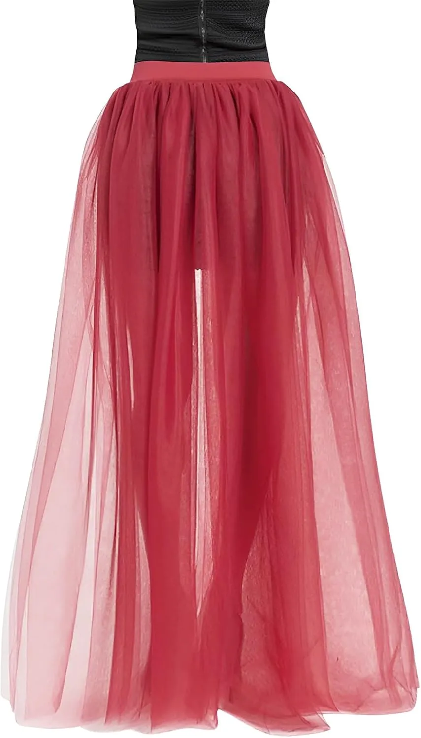 Women Maxi Tulle Skirt Overlay Long Tutu Skirts Bandage Mesh Detachable Train Overskirt for Wedding Party Prom Cocktail