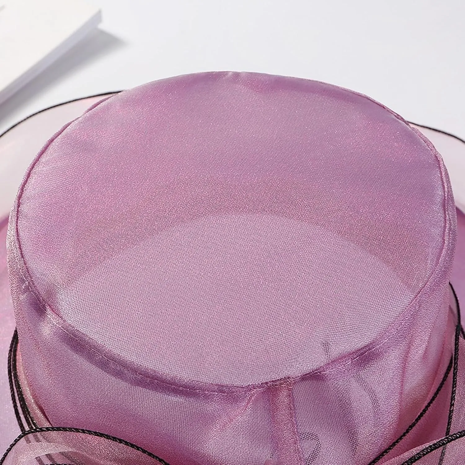 Women Organza Kentucky Sun-Hats - Wide-Brim Flower Church Hats Beach Derby Hat for Tea Party Wedding Bridal Dress